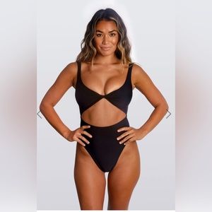 SKATIE size LARGE black one piece swimsuit